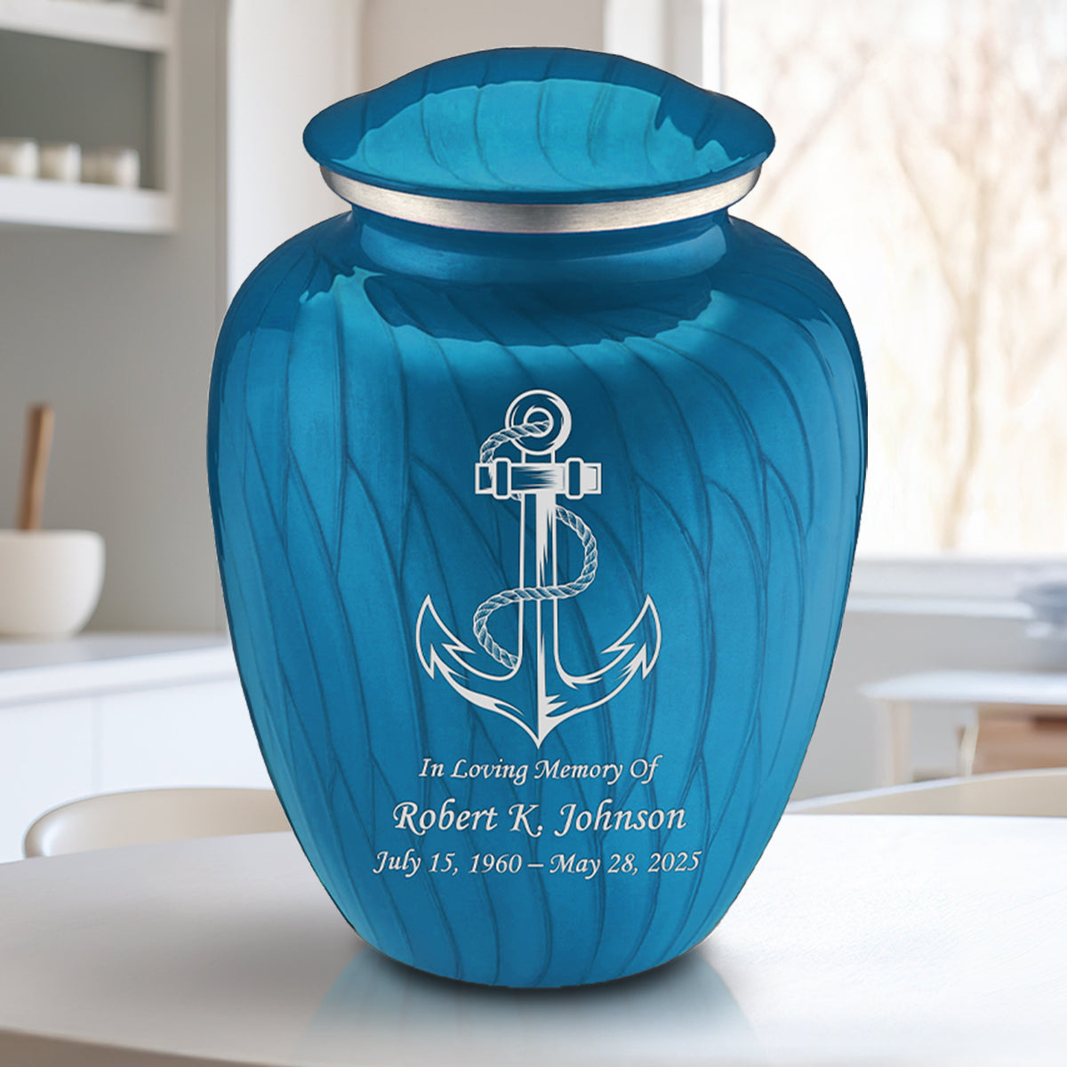 Adult Embrace Pearl Racing Blue Anchor Cremation Urn