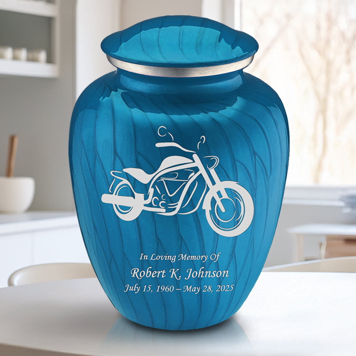 Adult Embrace Pearl Racing Blue Motorcycle Cremation Urn