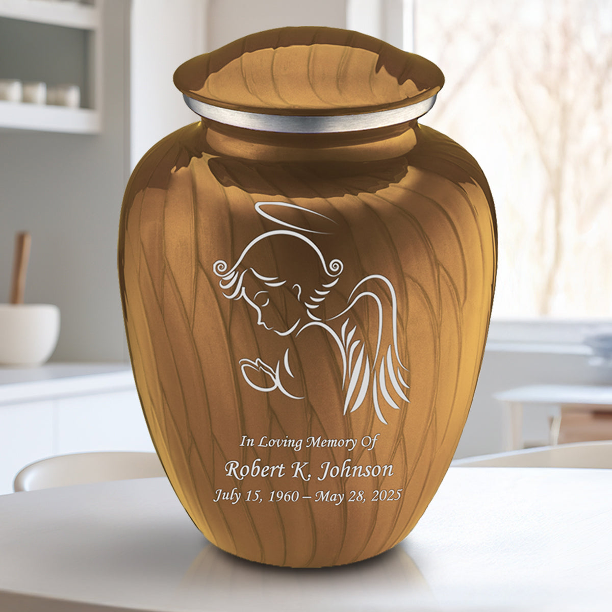 Adult Embrace Pearl Gold Angel Cremation Urn