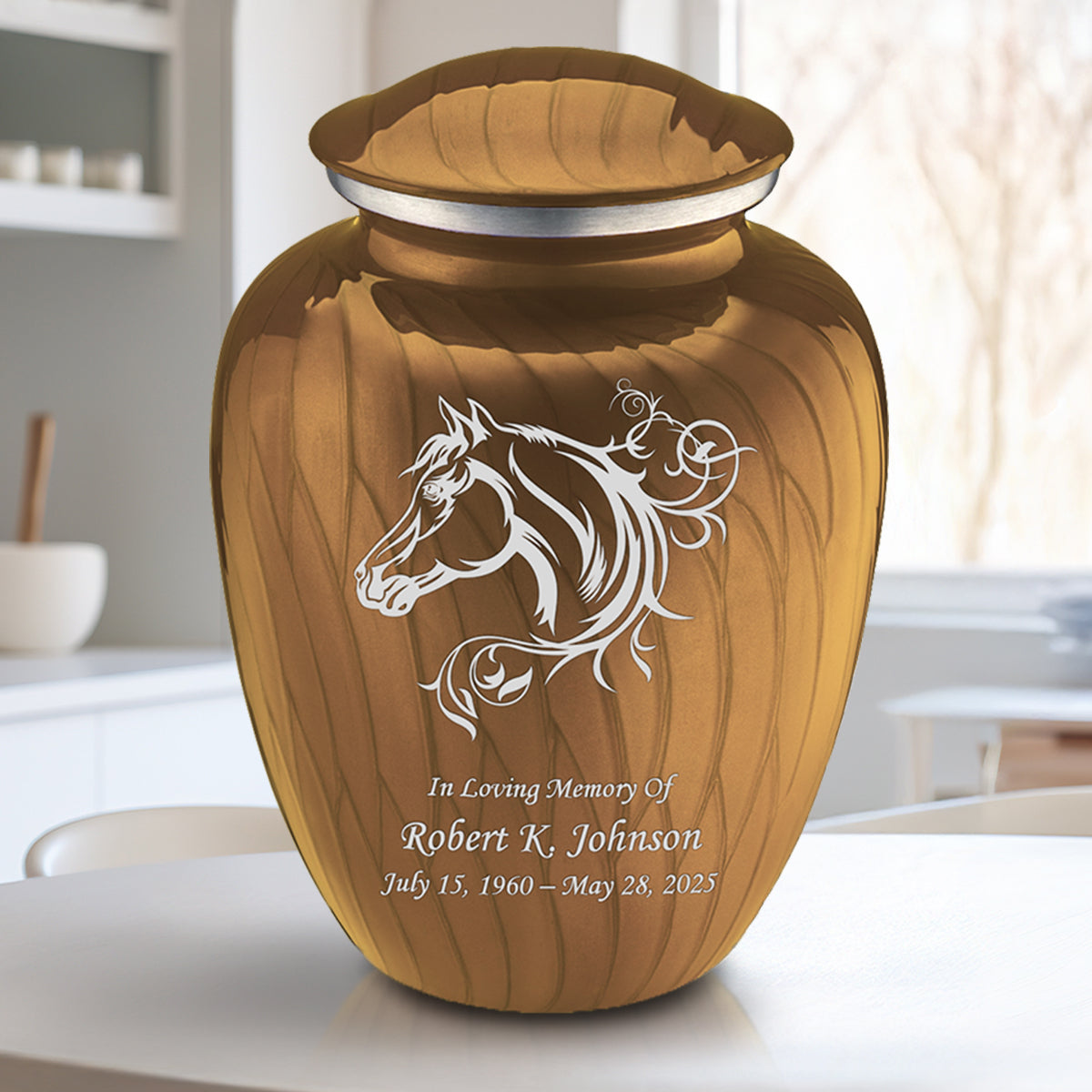 Adult Embrace Pearl Gold Horse Cremation Urn