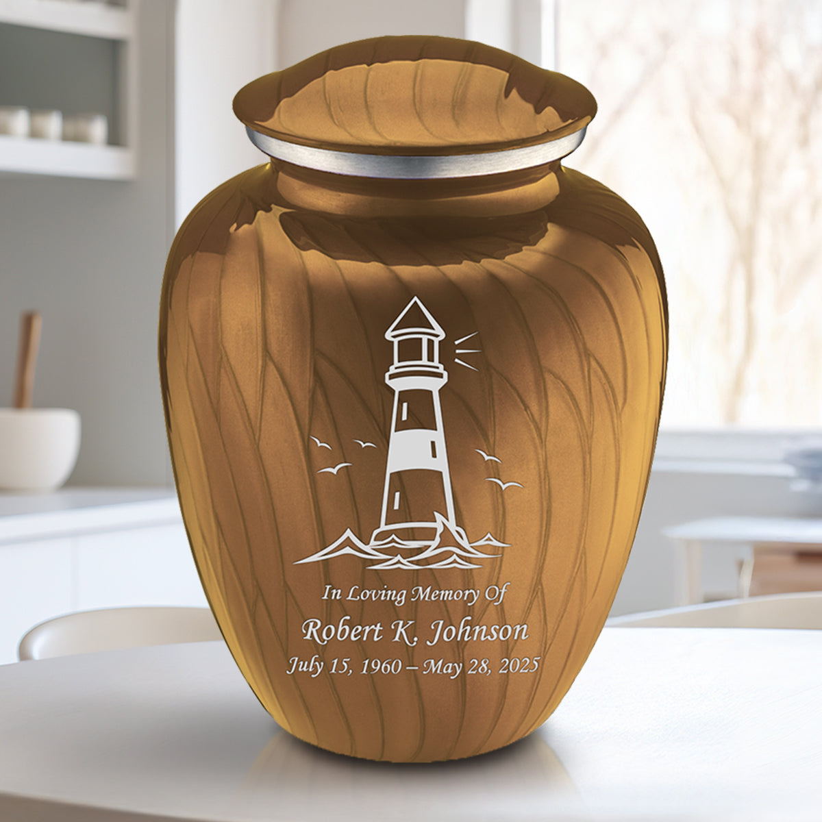 Adult Embrace Pearl Gold Lighthouse Cremation Urn