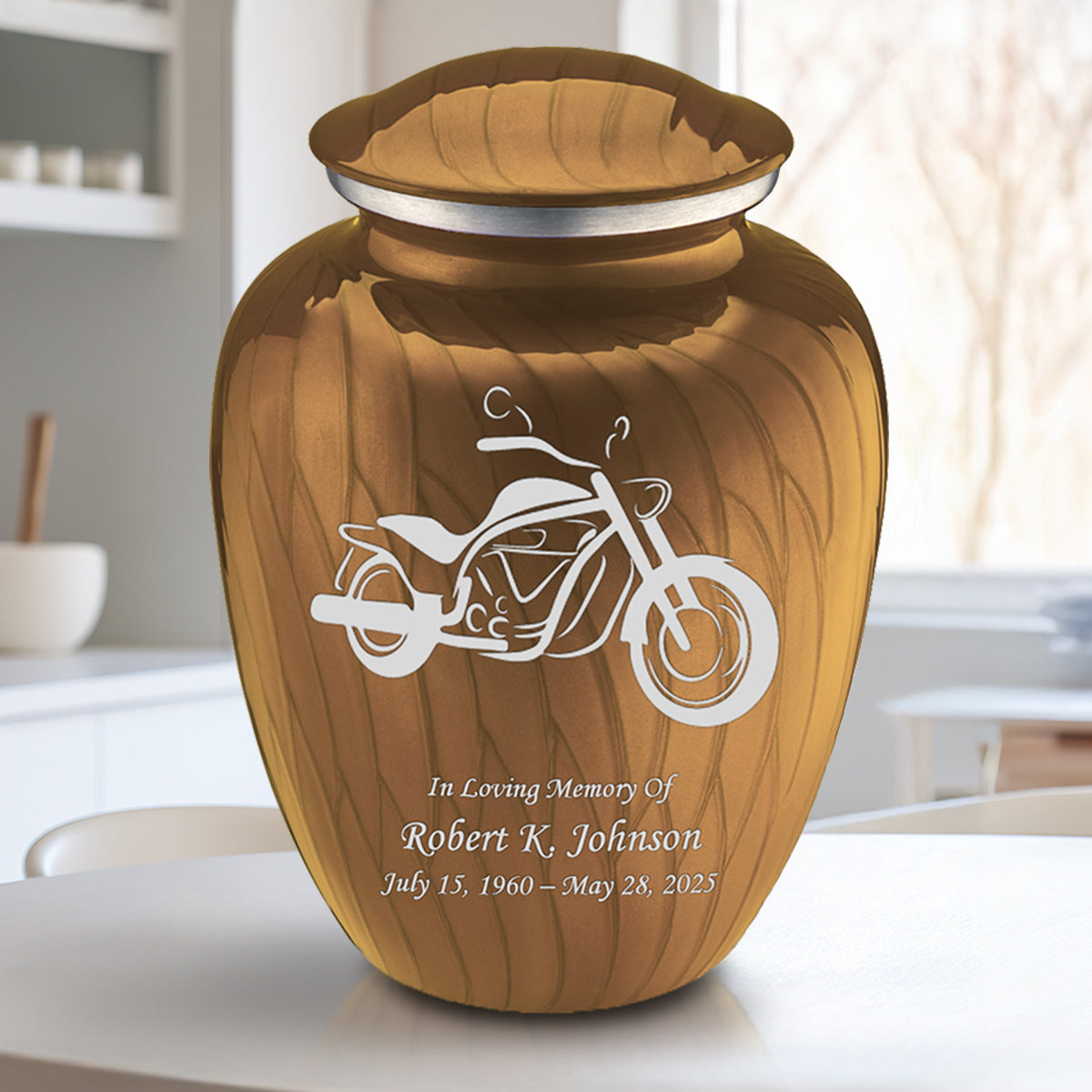 Adult Embrace Pearl Gold Motorcycle Cremation Urn