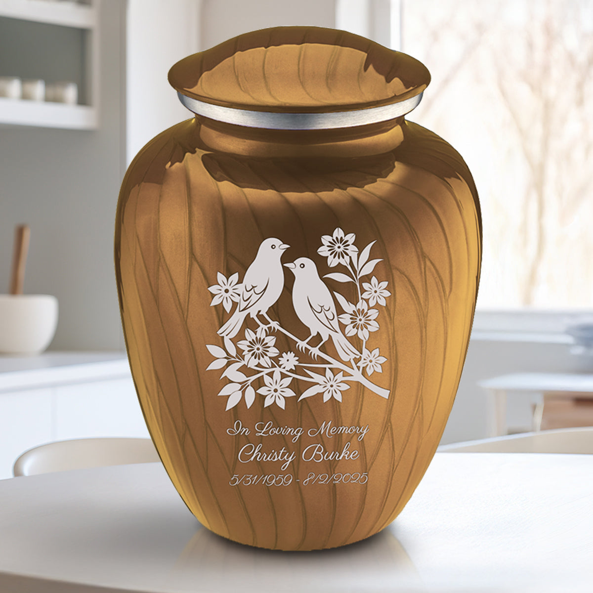 Adult Embrace Pearl Gold Songbirds Cremation Urn
