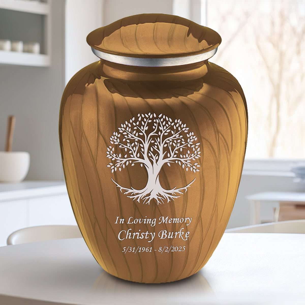 Adult Embrace Pearl Gold Tree of Life Cremation Urn