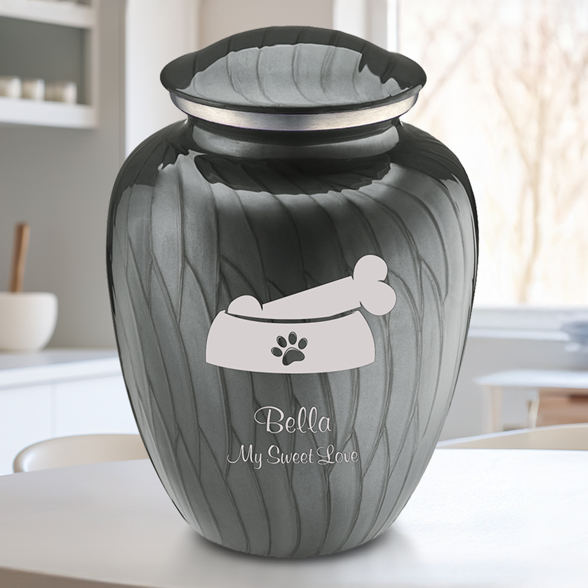Large Embrace Pearl Silver Pet Dog Bone Cremation Urn