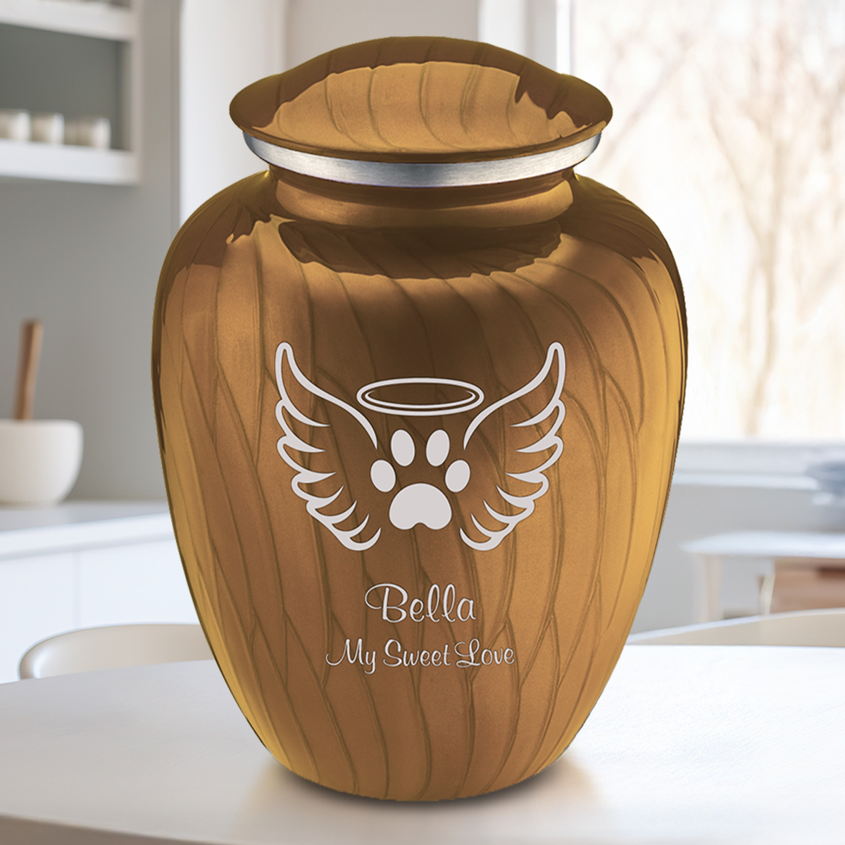Large Embrace Pearl Gold Pet Angel Wings Cremation Urn