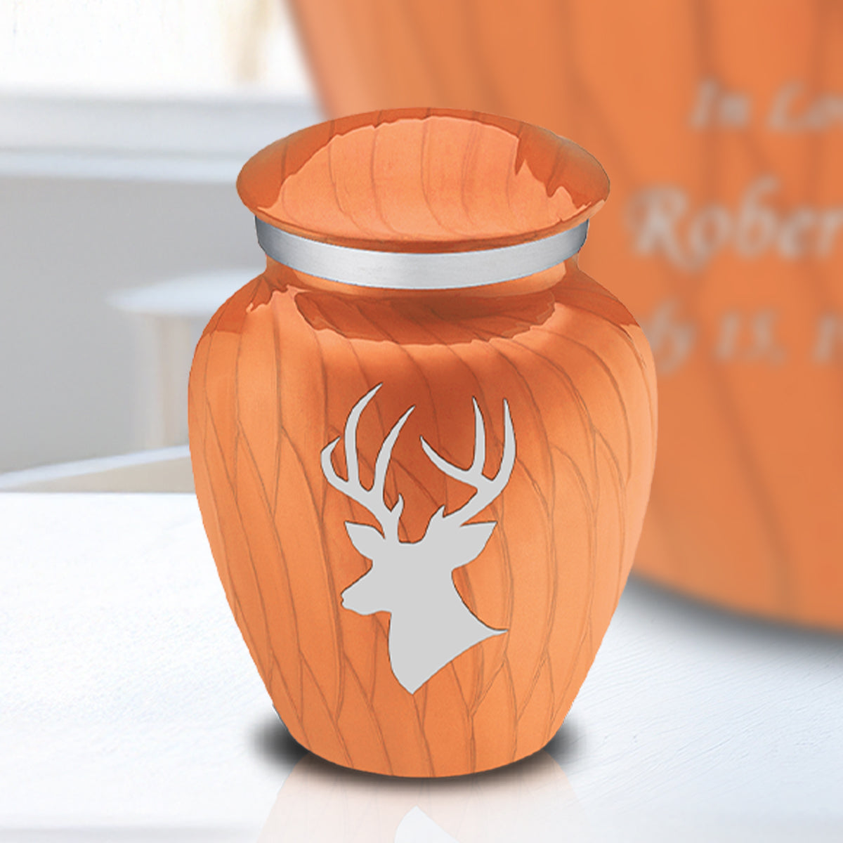 Keepsake Embrace Pearl Orange Deer Cremation Urn