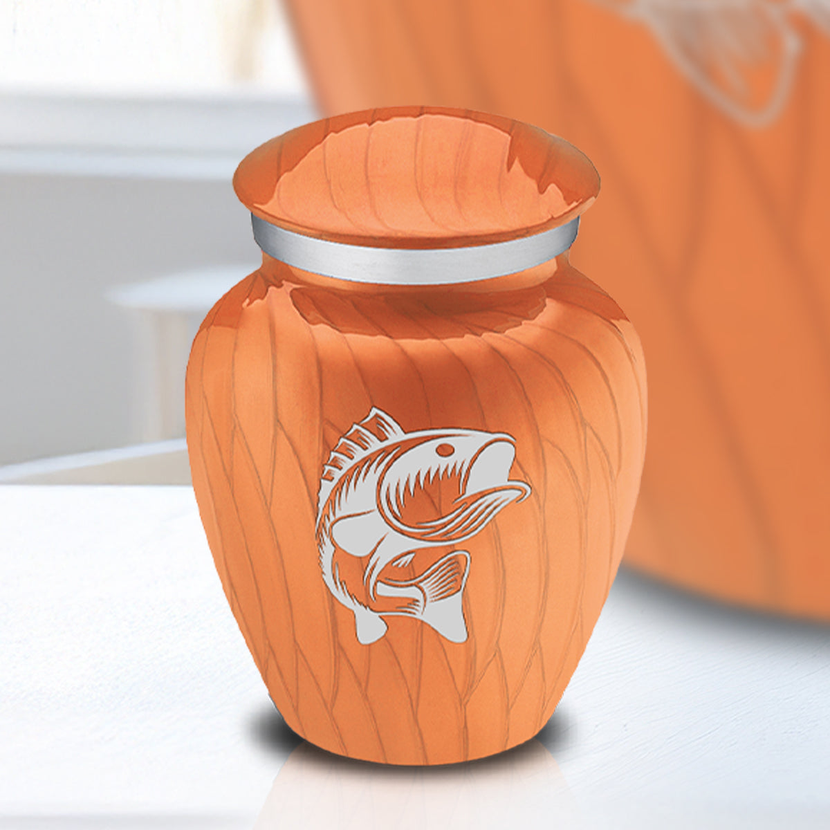 Keepsake Embrace Pearl Orange Fishing Cremation Urn