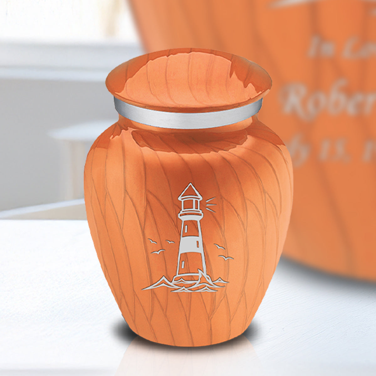 Keepsake Embrace Pearl Orange Lighthouse Cremation Urn