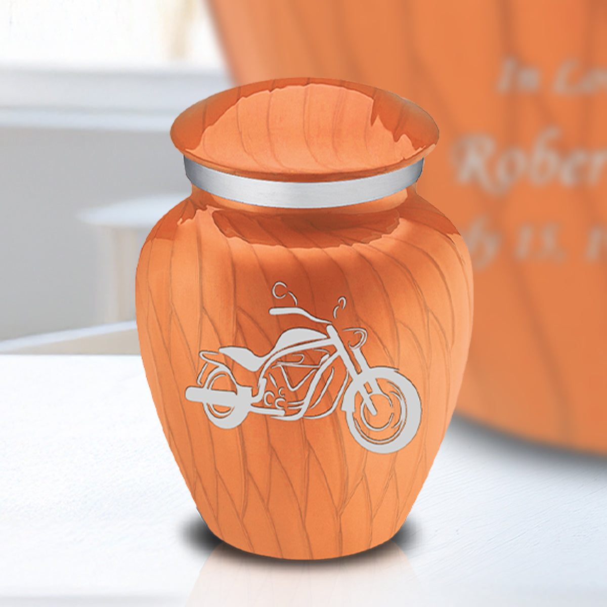 Keepsake Embrace Pearl Orange Motorcycle Cremation Urn