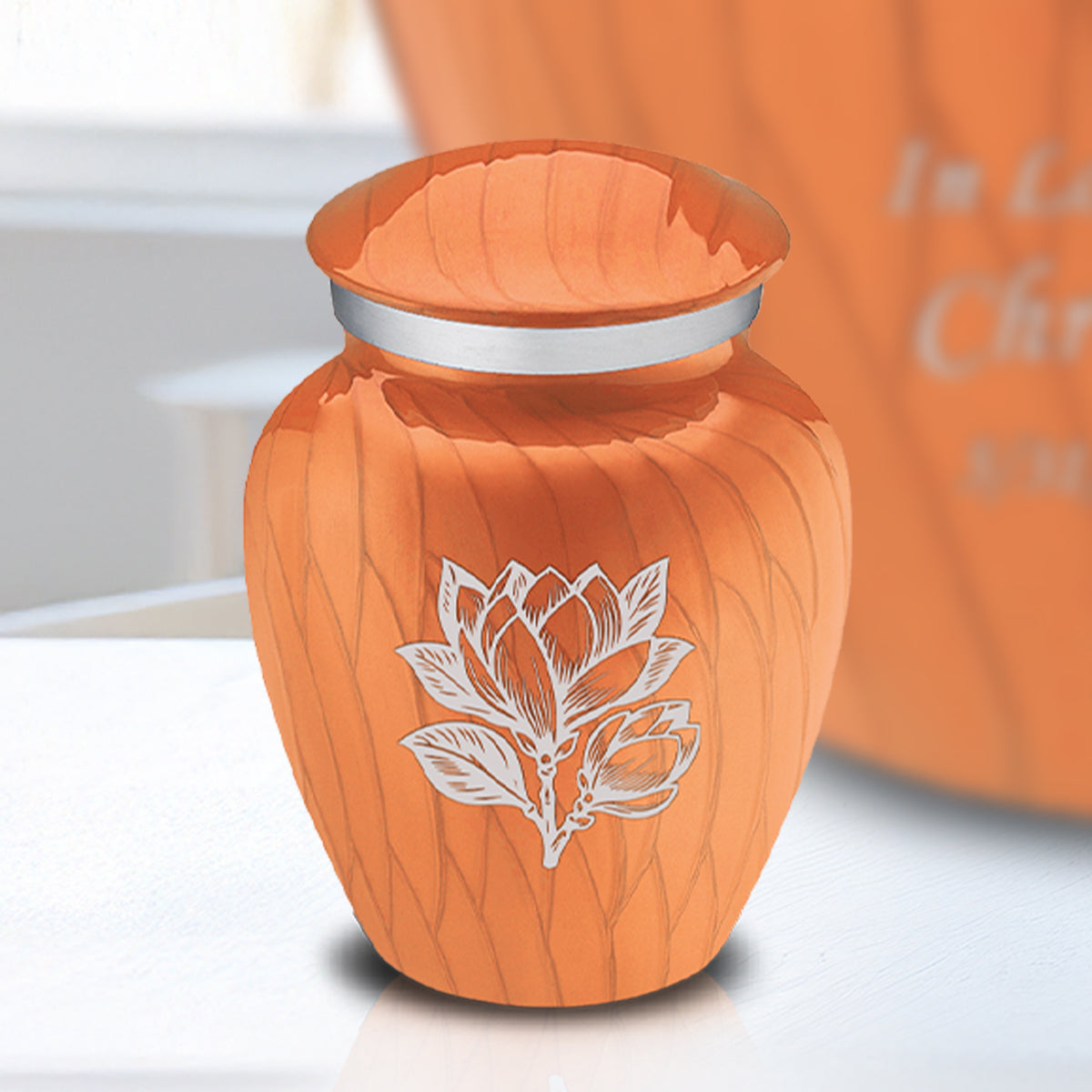 Keepsake Embrace Pearl Orange Magnolia Flower Cremation Urn