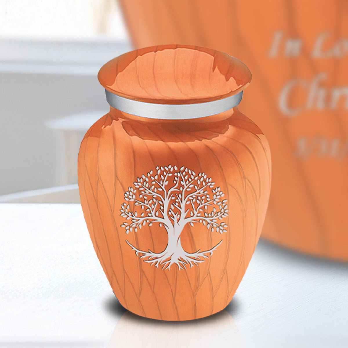 Keepsake Embrace Pearl Orange Tree of Life Cremation Urn