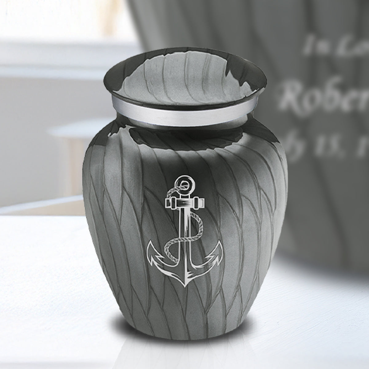 Keepsake Embrace Pearl Silver Anchor Cremation Urn