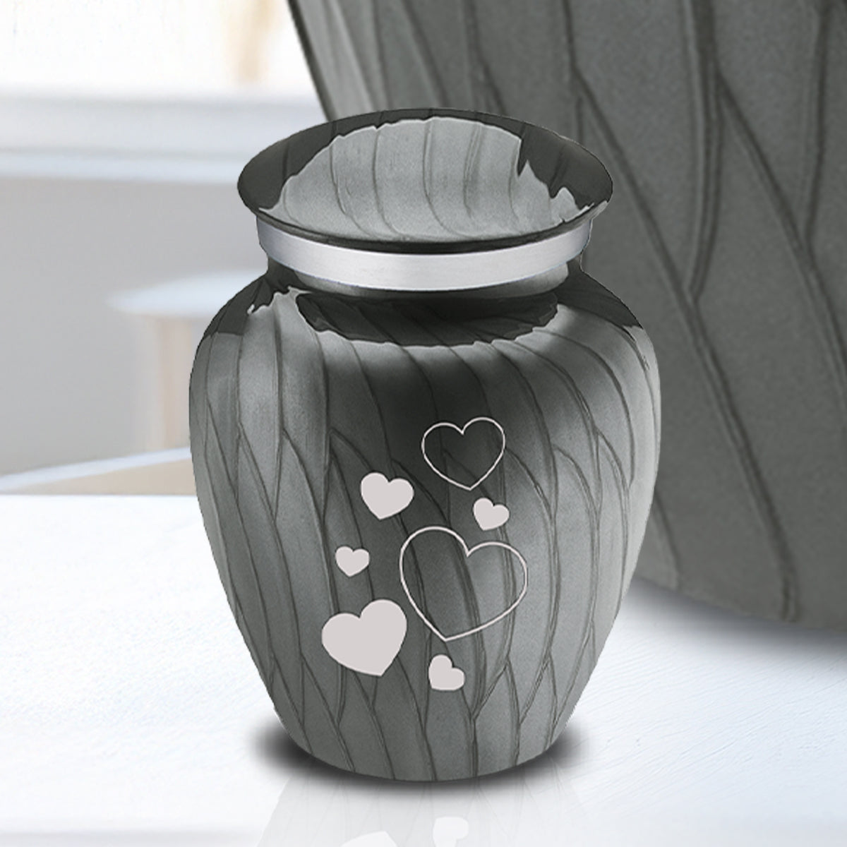Keepsake Embrace Pearl Silver Floating Heart Cremation Urn