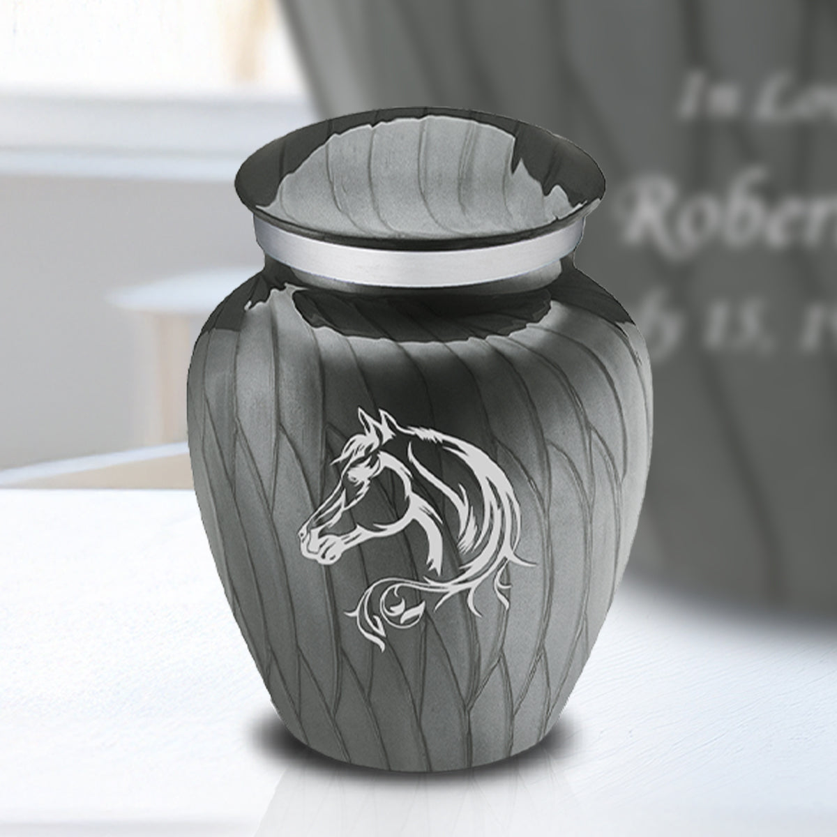Keepsake Embrace Pearl Silver Horse Cremation Urn