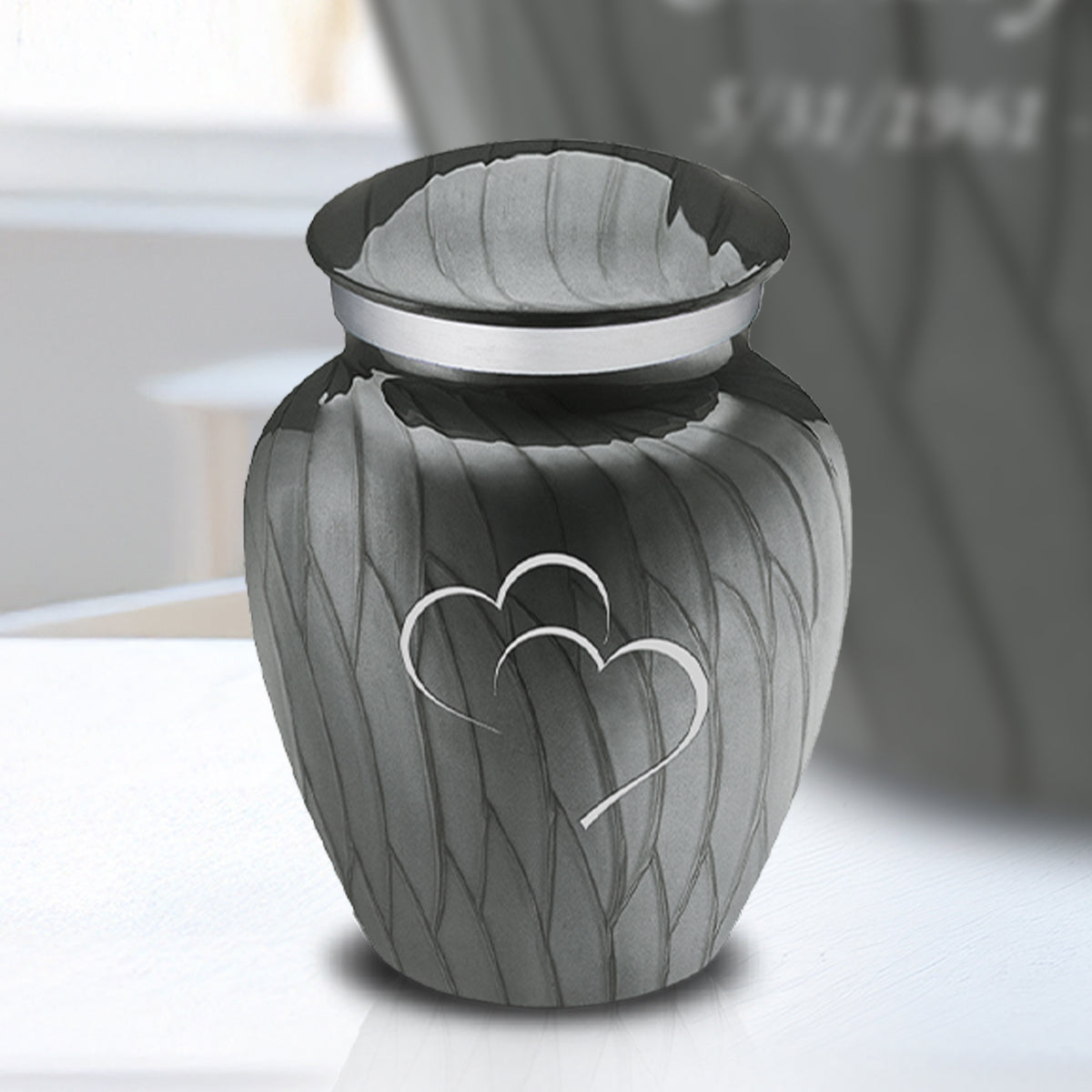 Keepsake Embrace Pearl Silver Hearts Cremation Urn