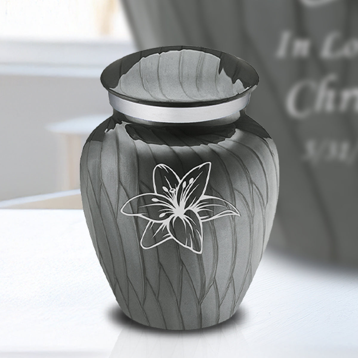 Keepsake Embrace Pearl Silver Lily Cremation Urn