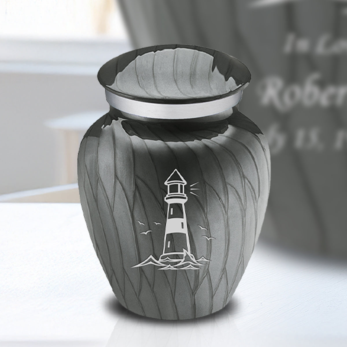 Keepsake Embrace Pearl Silver Lighthouse Cremation Urn