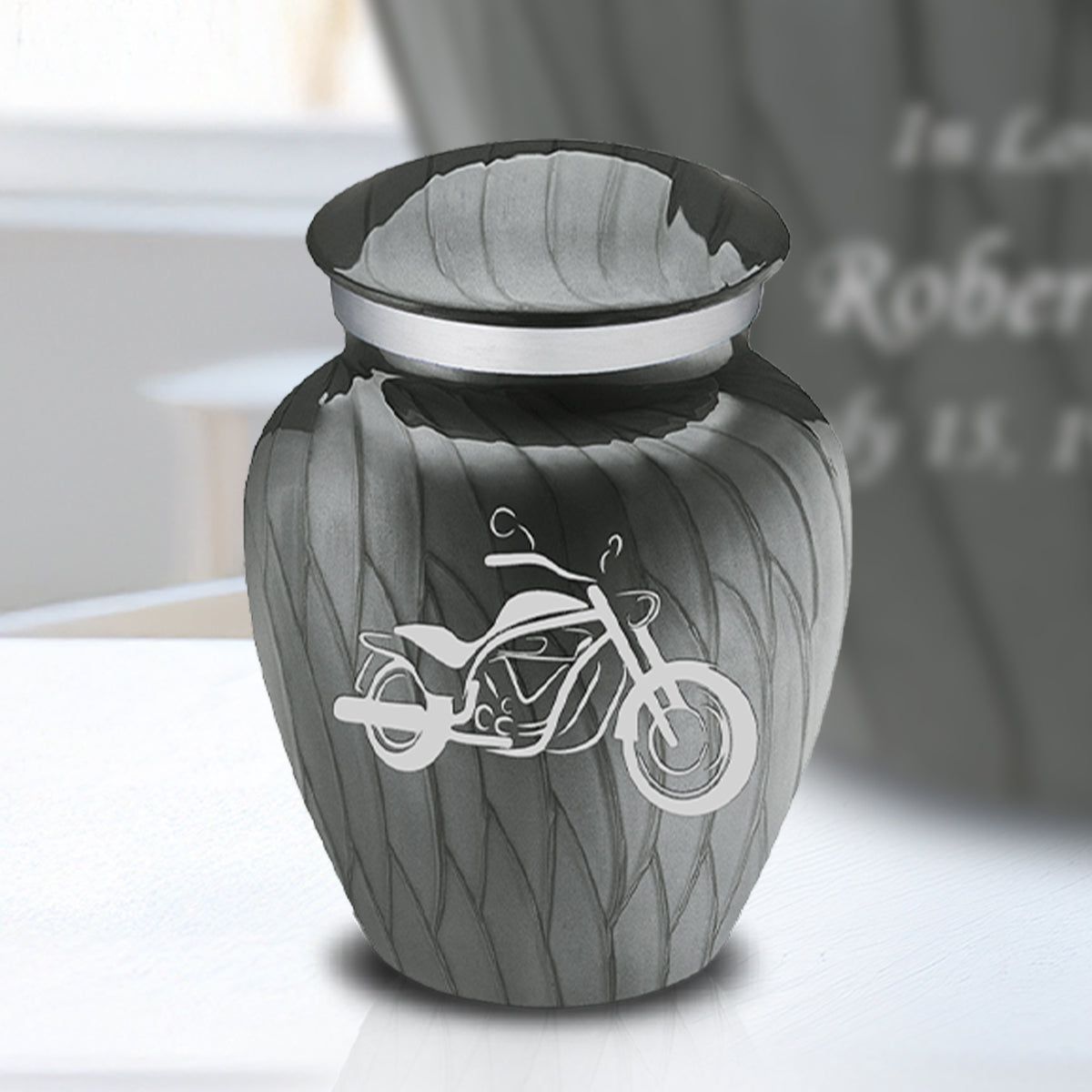 Keepsake Embrace Pearl Silver Motorcycle Cremation Urn