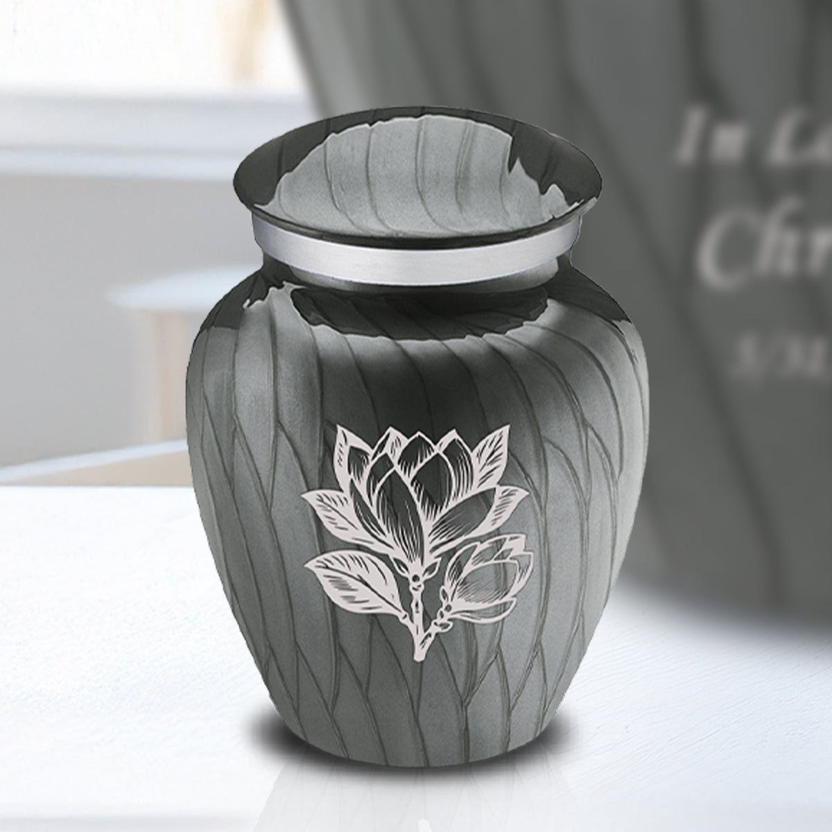 Keepsake Embrace Pearl Silver Magnolia Flower Cremation Urn