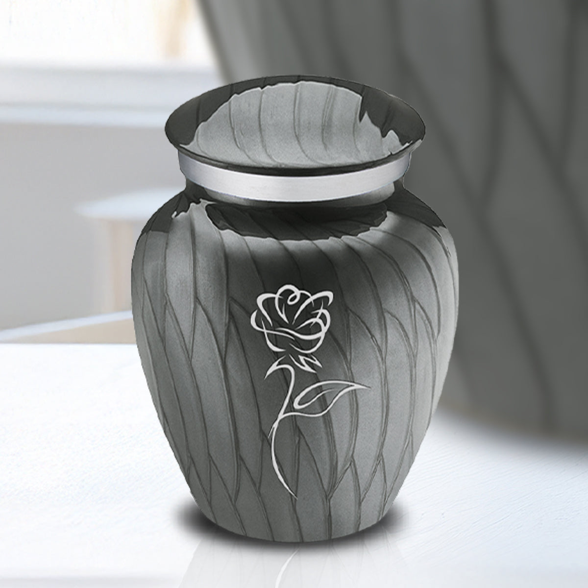 Keepsake Embrace Pearl Silver Rose Cremation Urn