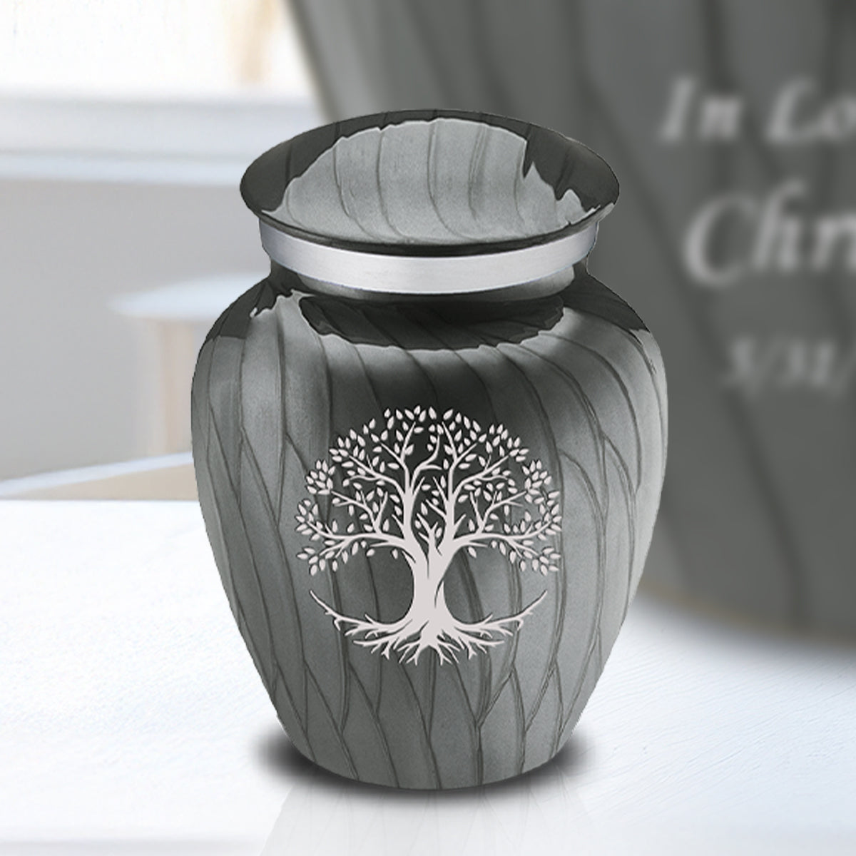 Keepsake Embrace Pearl Silver Tree of Life Cremation Urn