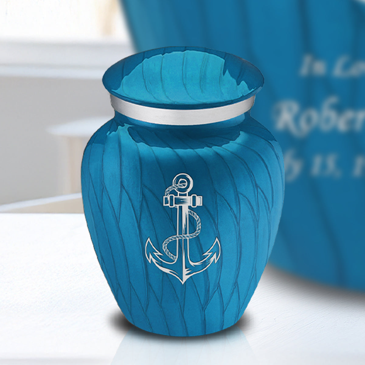 Keepsake Embrace Pearl Racing Blue Anchor Cremation Urn