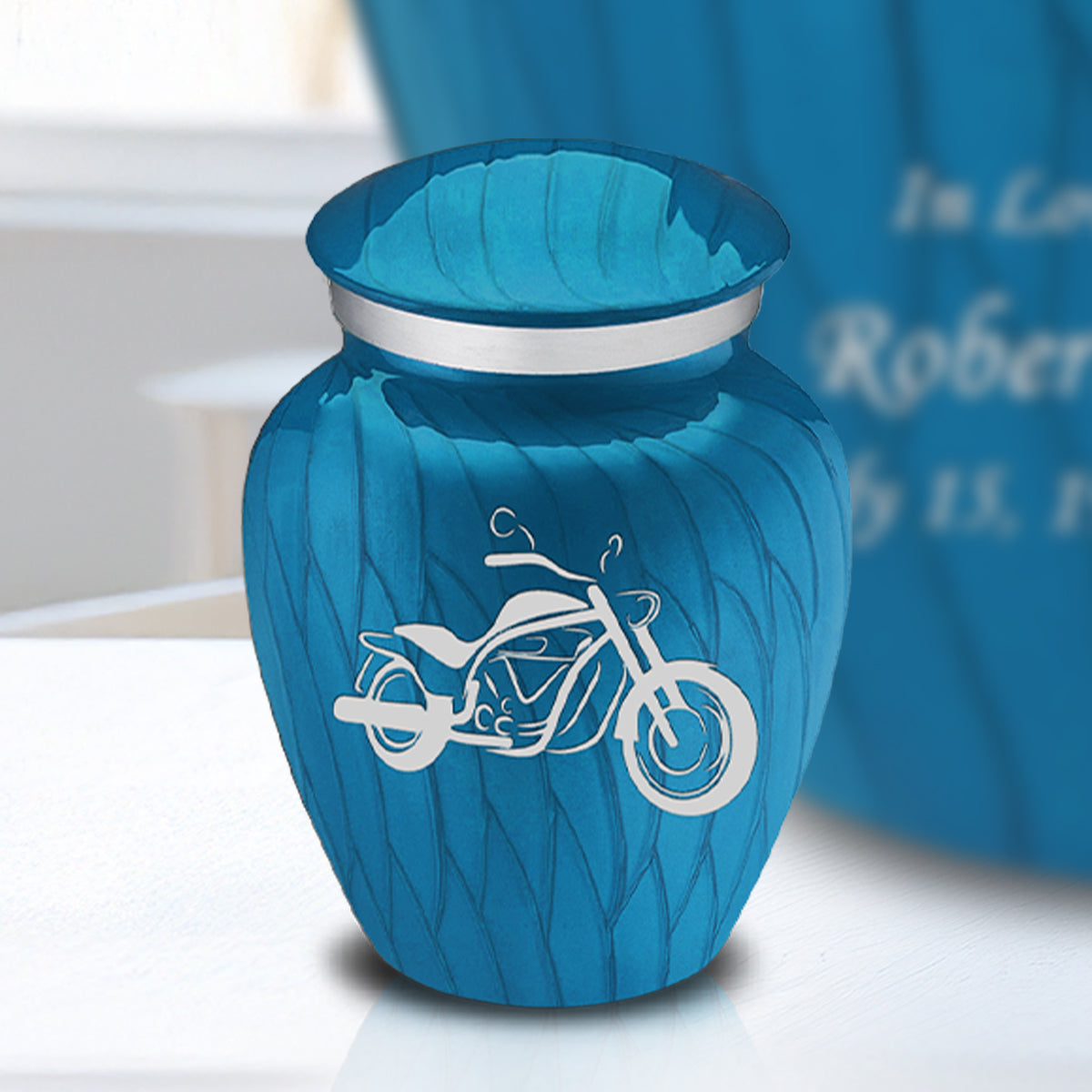 Keepsake Embrace Pearl Racing Blue Motorcycle Cremation Urn