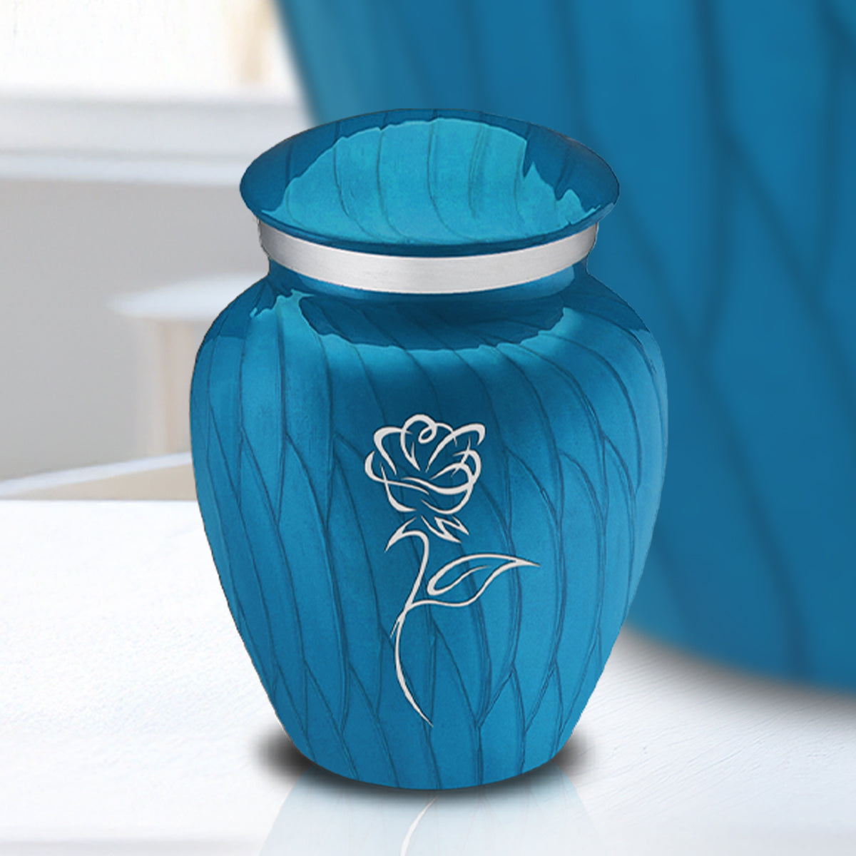Keepsake Embrace Pearl Racing Blue Rose Cremation Urn