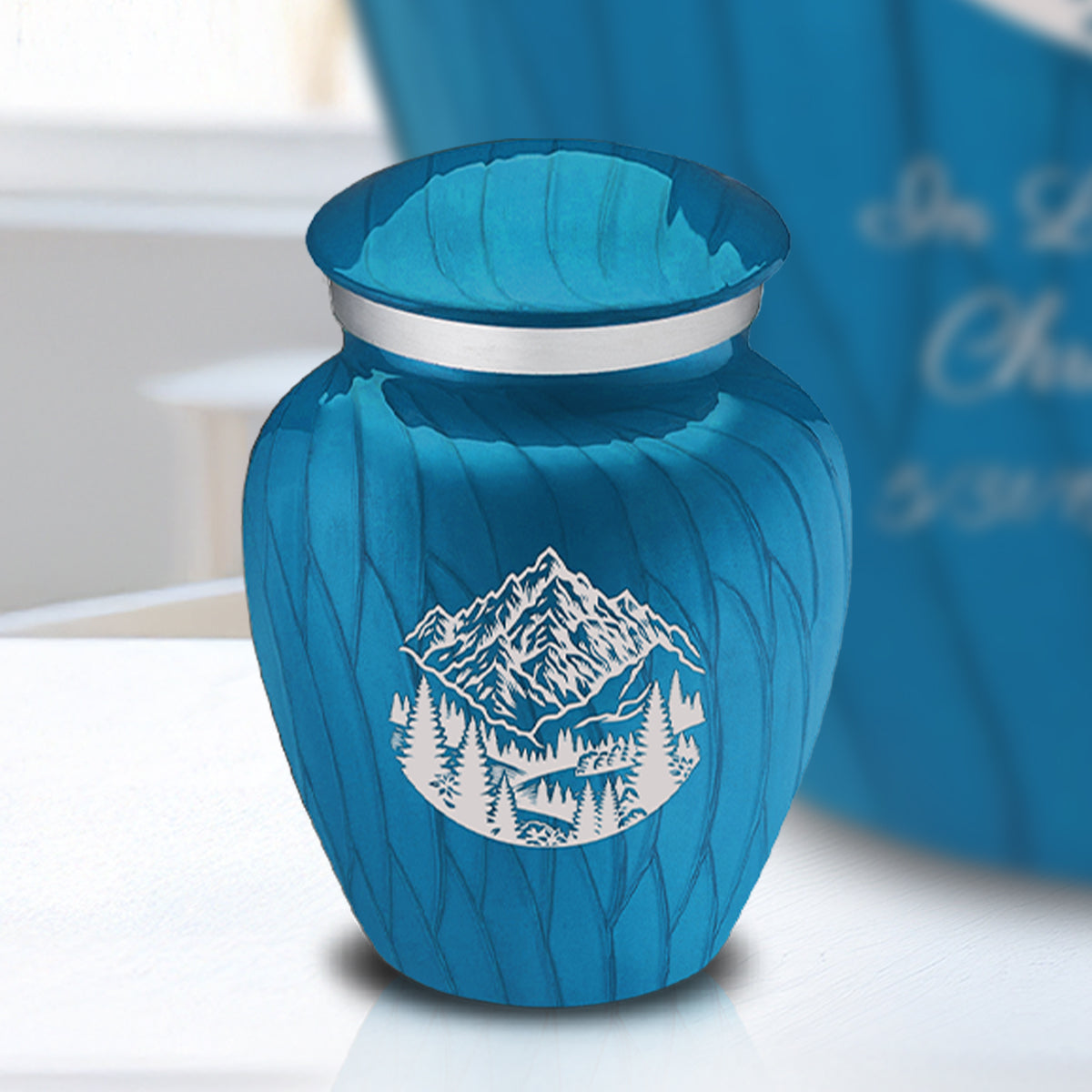 Keepsake Embrace Pearl Racing Blue Rocky Mountains Cremation Urn
