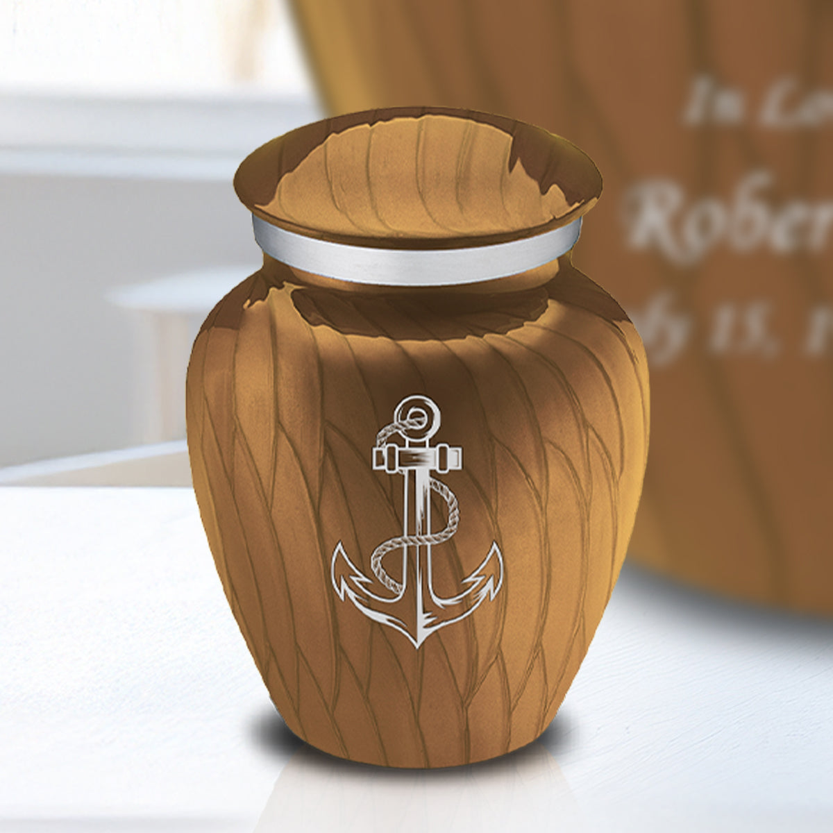 Keepsake Embrace Pearl Gold Anchor Cremation Urn