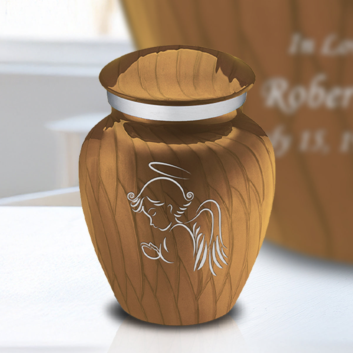 Keepsake Embrace Pearl Gold Angel Cremation Urn