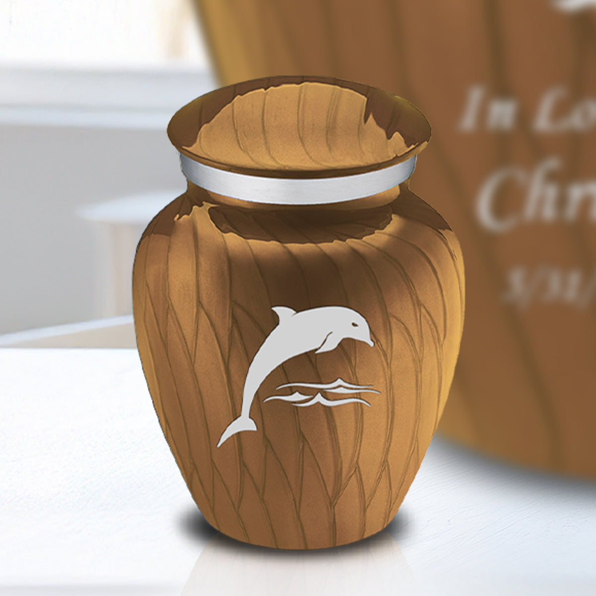 Keepsake Embrace Pearl Gold Dolphin Cremation Urn