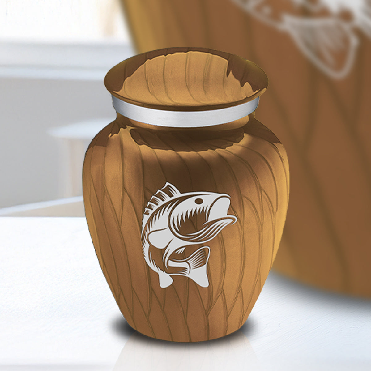 Keepsake Embrace Pearl Gold Fishing Cremation Urn