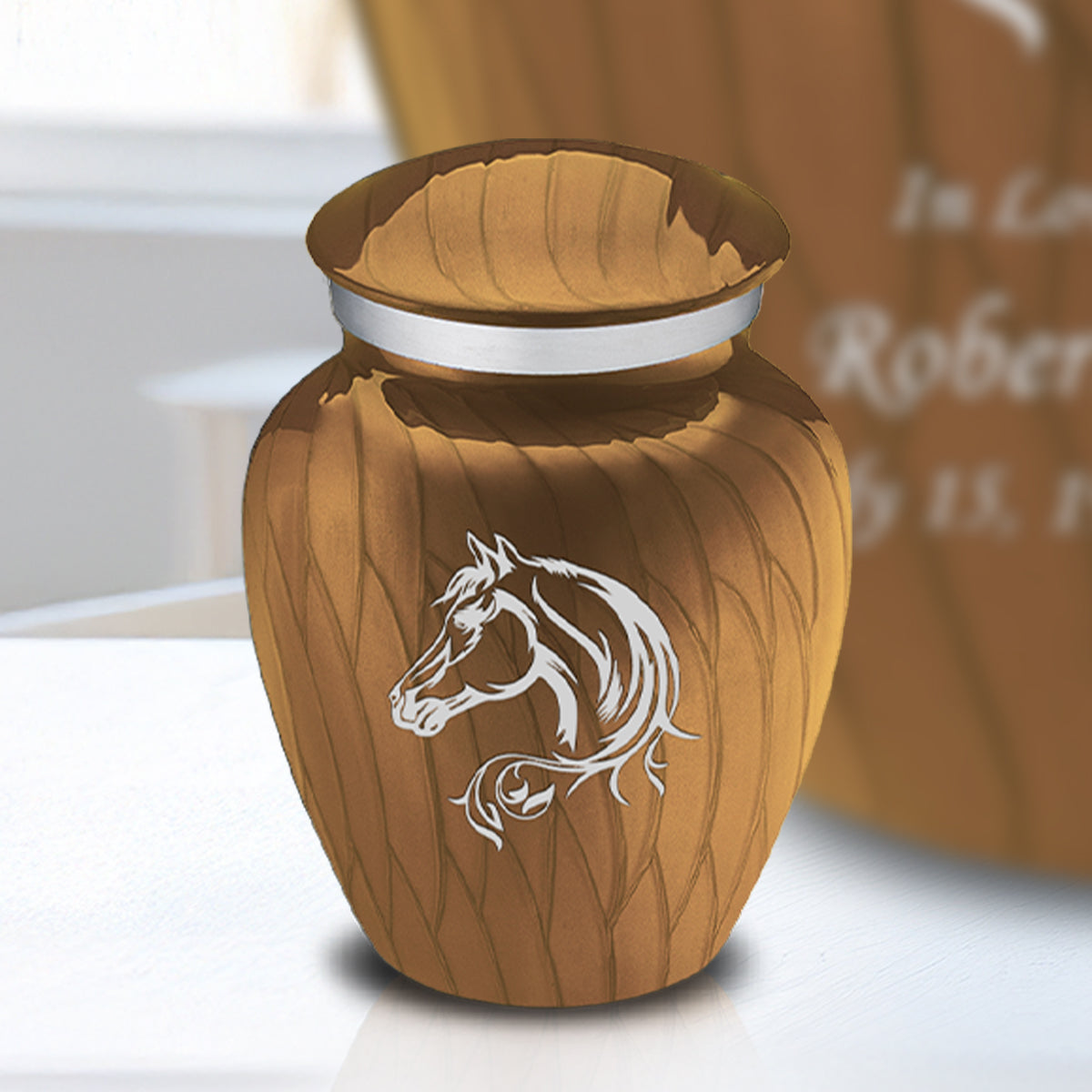 Keepsake Embrace Pearl Gold Horse Cremation Urn