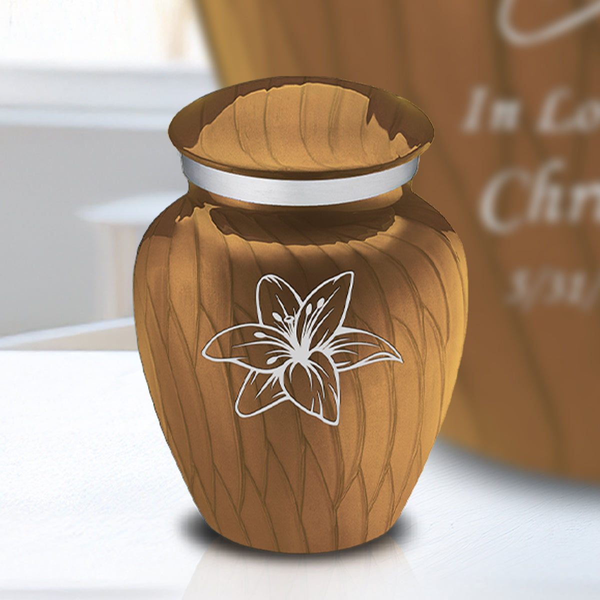 Keepsake Embrace Pearl Gold Lily Cremation Urn