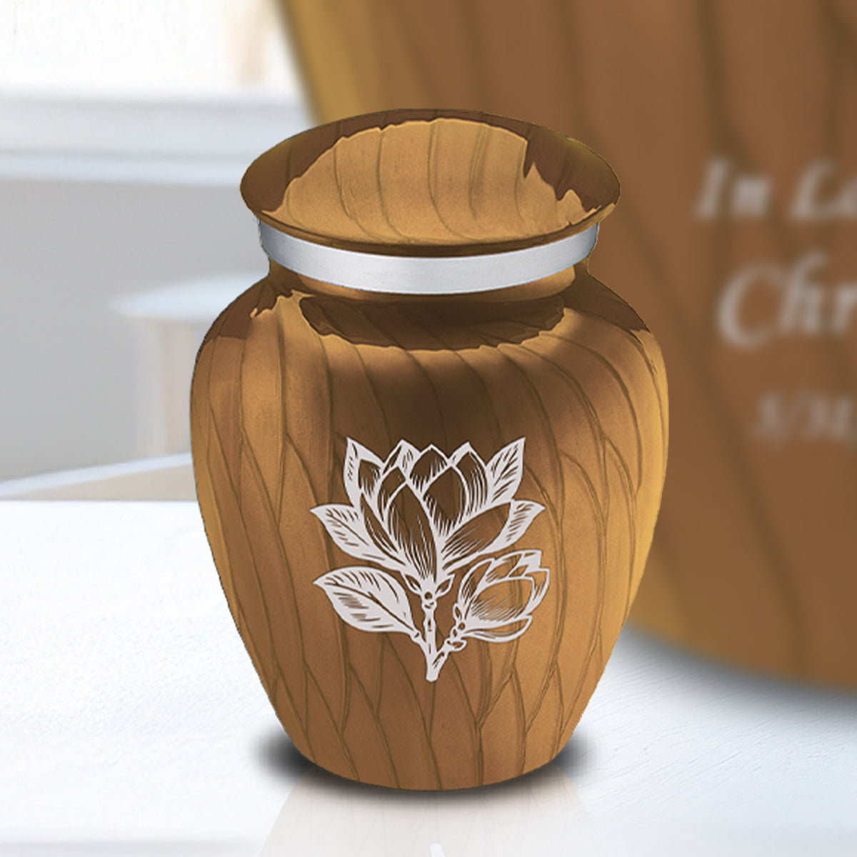 Keepsake Embrace Pearl Gold Magnolia Flower Cremation Urn