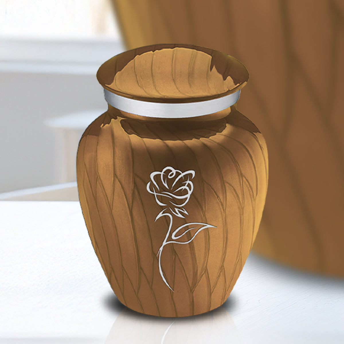 Keepsake Embrace Pearl Gold Rose Cremation Urn