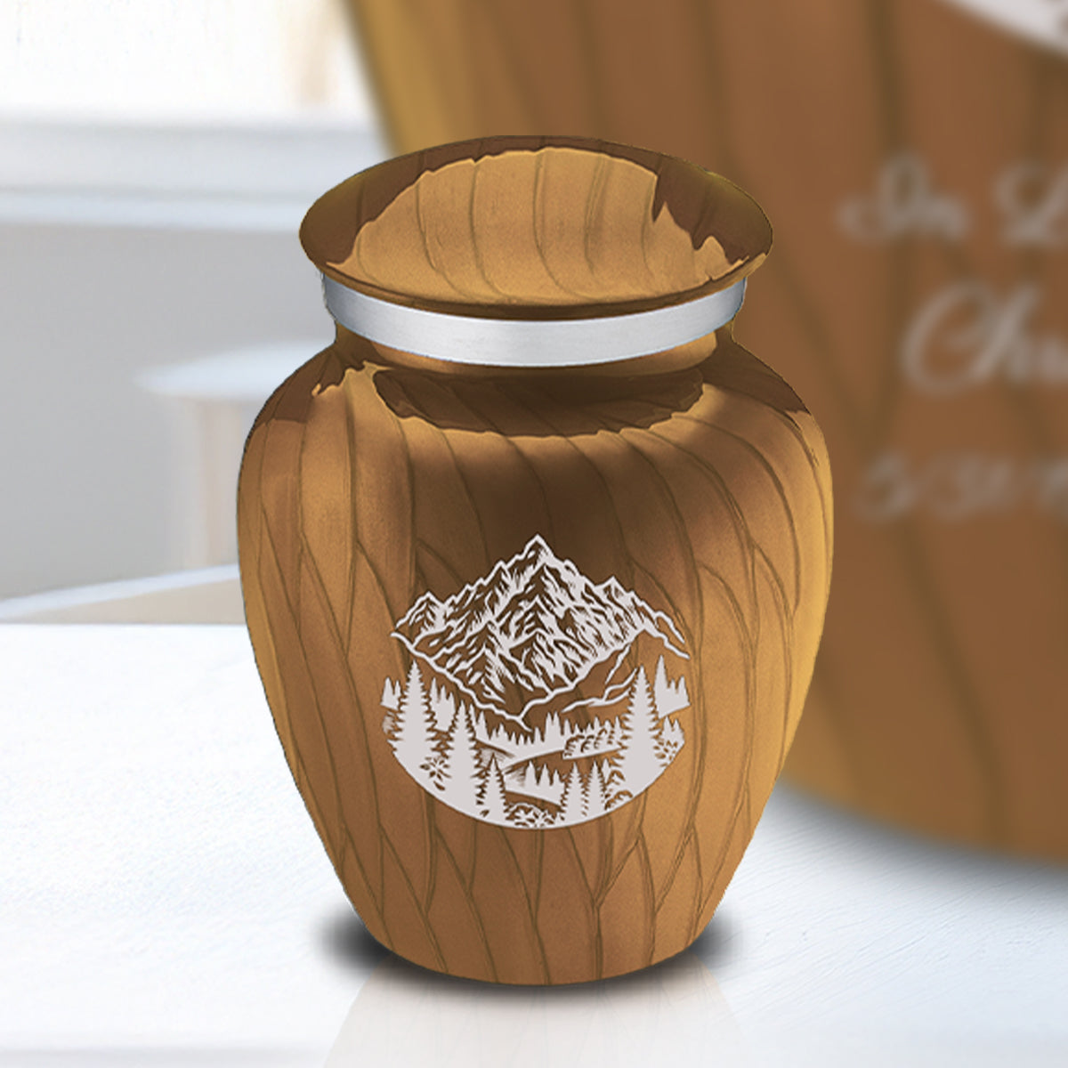 Keepsake Embrace Pearl Gold Rocky Mountains Cremation Urn
