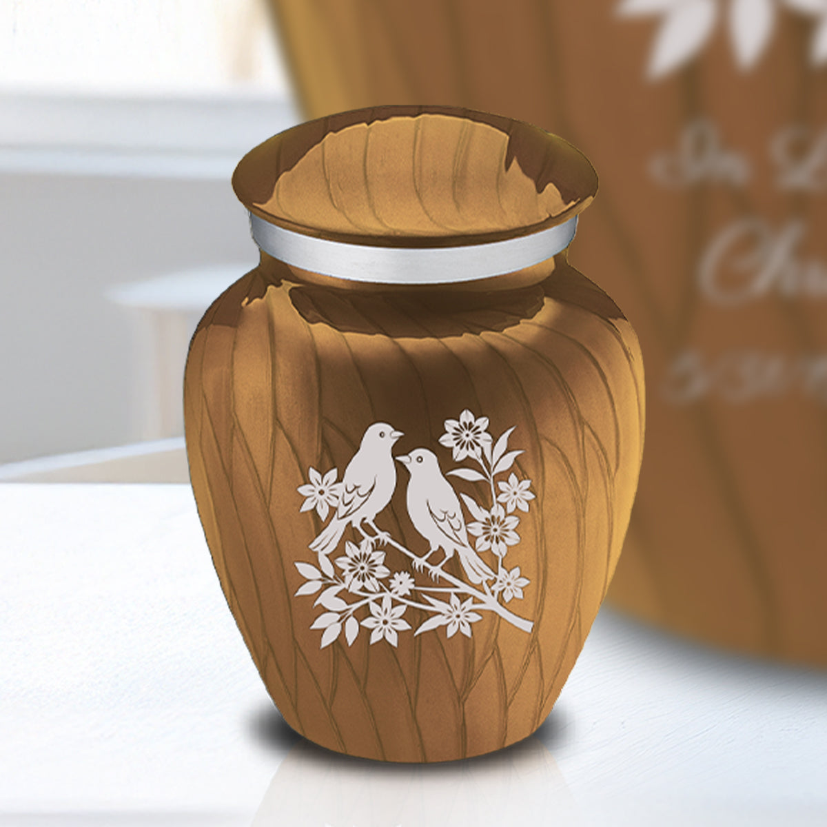 Keepsake Embrace Pearl Gold Songbirds Cremation Urn