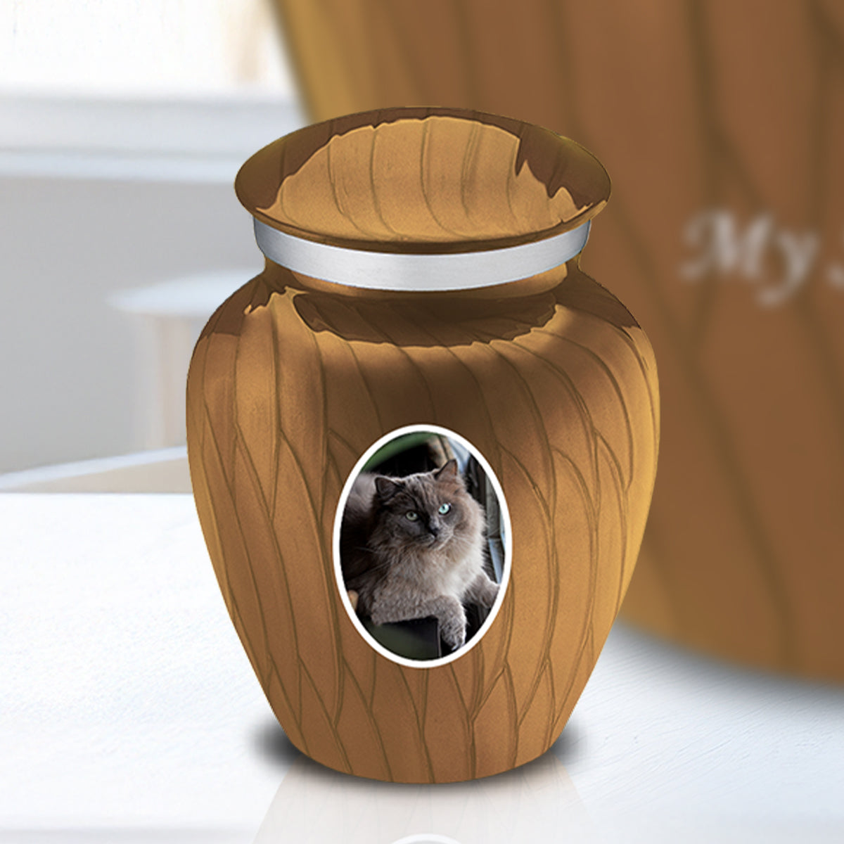 Keepsake Pet Embrace Pearl Gold Portrait Cremation Urn