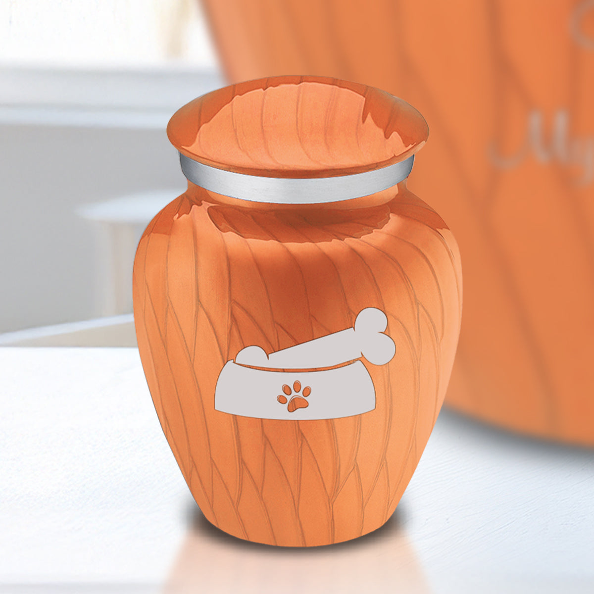 Keepsake  Embrace Pearl Orange Pet Dog Bone Cremation Urn