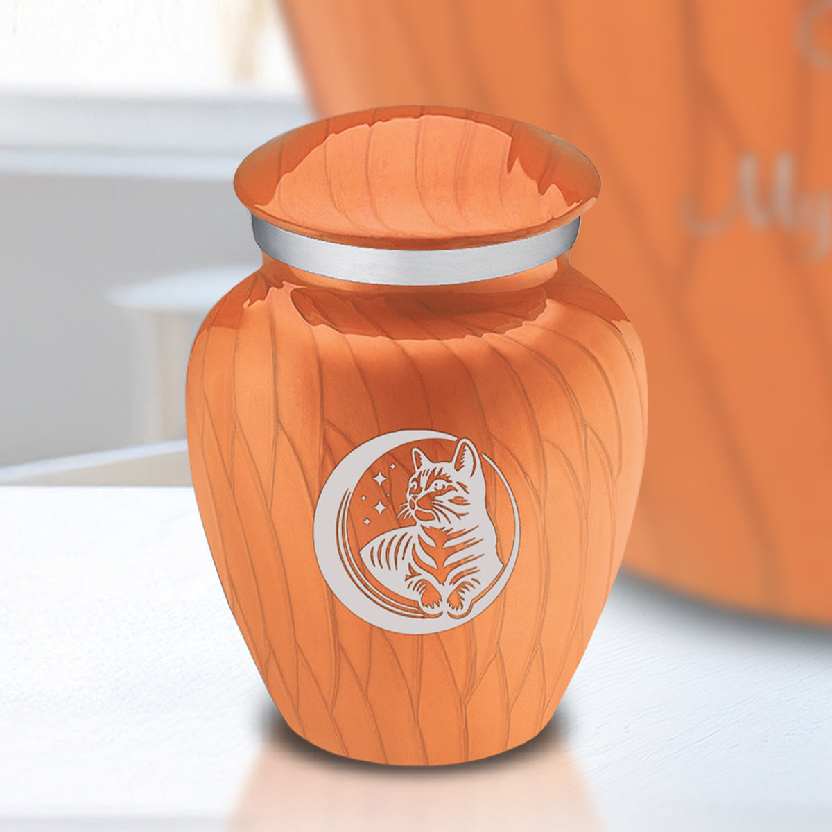 Keepsake Embrace Pearl Orange Pet Cute Cat Cremation Urn