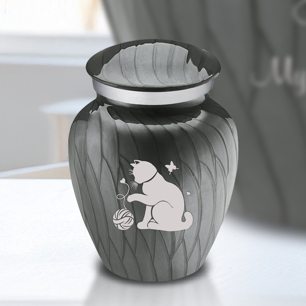 Keepsake Embrace Pearl Silver Pet Fun Cat Cremation Urn