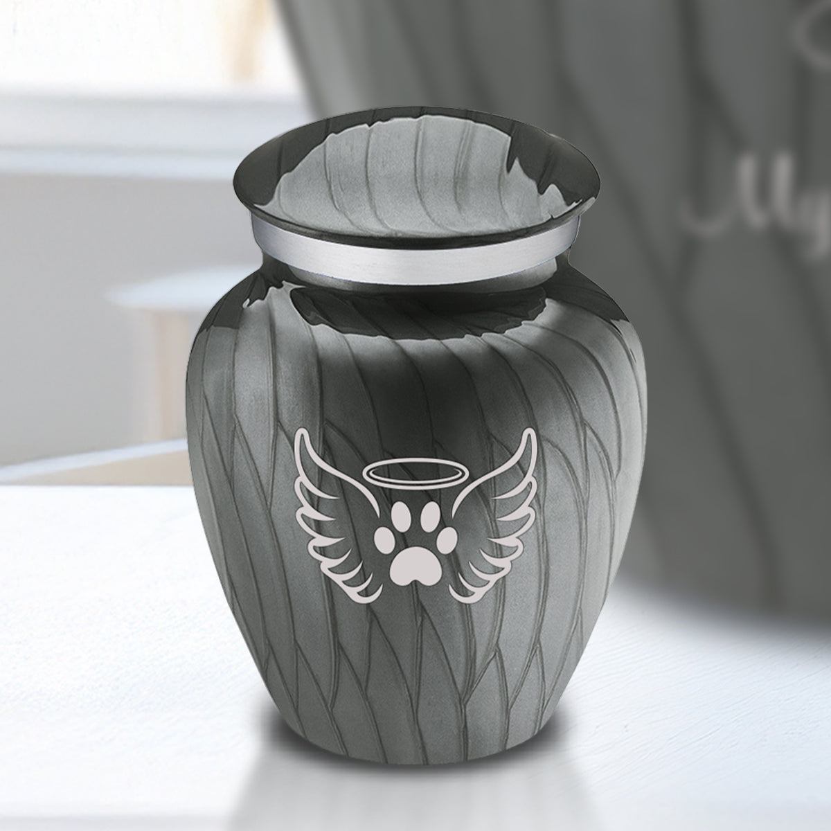 Keepsake Embrace Pearl Silver Pet Angel Wings Cremation Urn