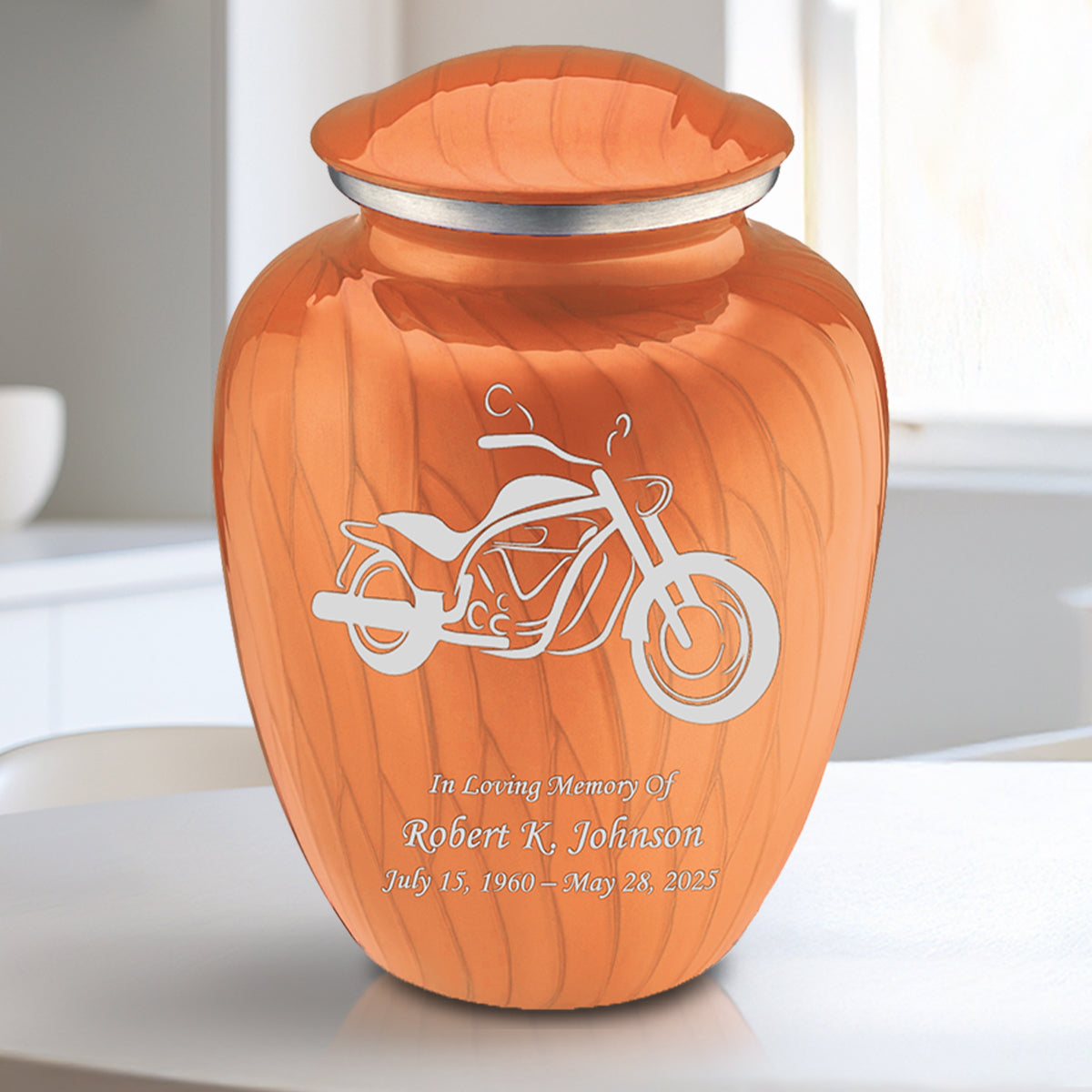 Medium Embrace Pearl Orange Motorcycle Cremation Urn