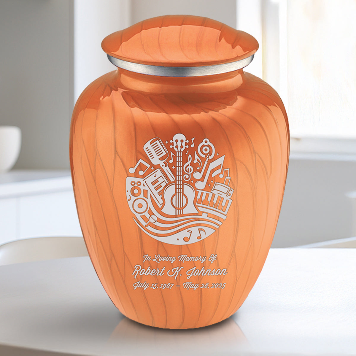 Medium Embrace Pearl Orange Music Cremation Urn