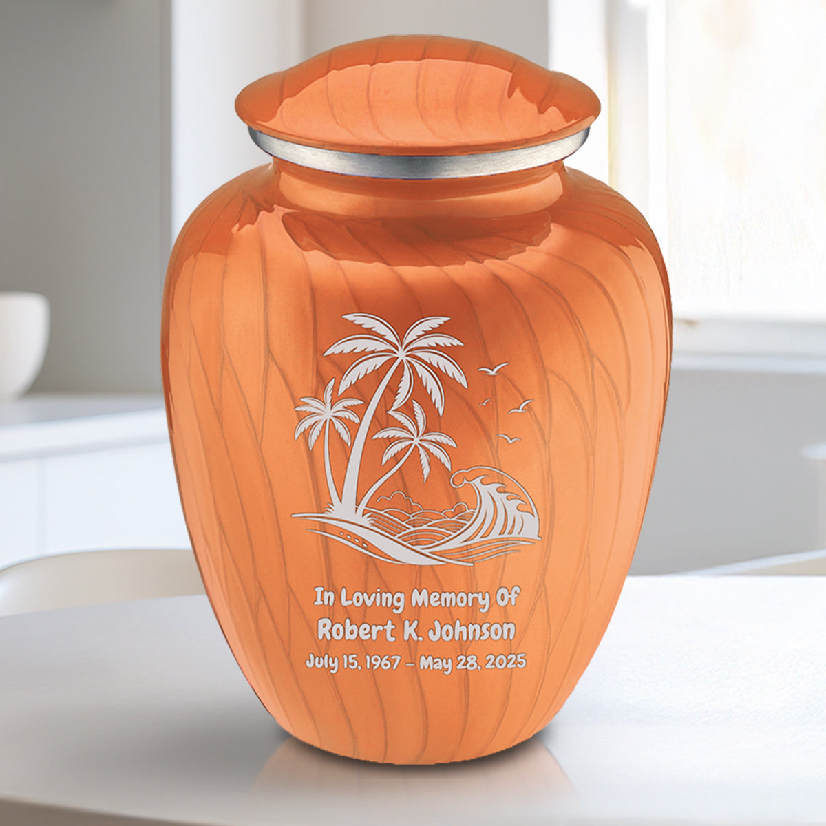 Medium Embrace Pearl Orange Palm Beach Cremation Urn