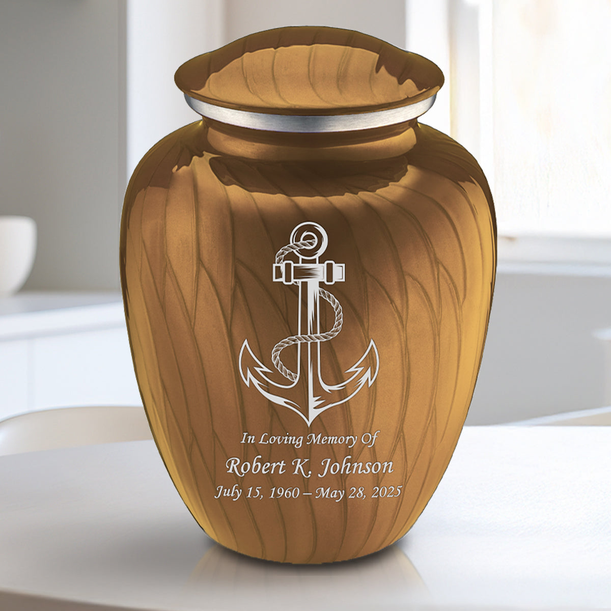 Medium Embrace Pearl Gold Anchor Cremation Urn