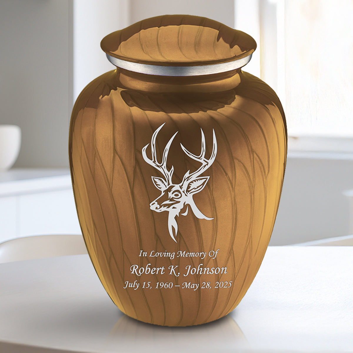 Medium Embrace Pearl Gold Deer Cremation Urn
